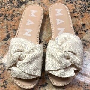 Manebi Cream Tweed Tewist Minimalist Slip-On Sandals 38